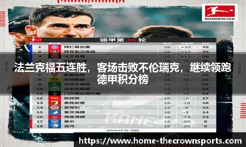 法兰克福五连胜，客场击败不伦瑞克，继续领跑德甲积分榜